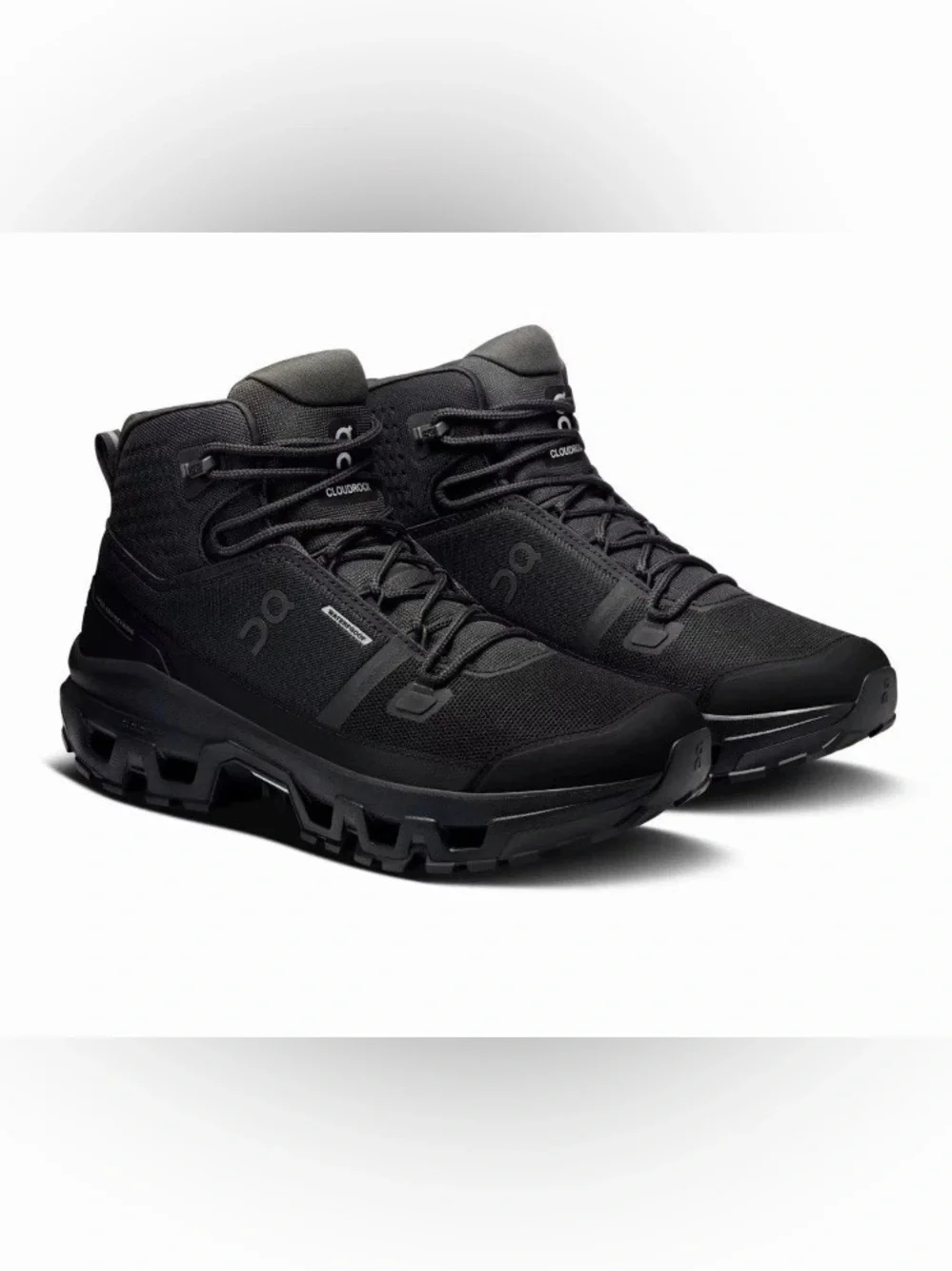 On Cloud Cloudrock 2 Mid Waterproof Black Hiking Boots Men's 7 fits Women’s 8.5